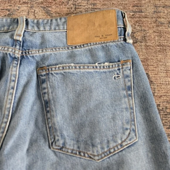 Rag & Bone Rosa Mid-Rise Boyfriend Jeans Holes Jonas Blue Denim Wash Button Fly - Picture 9 of 9